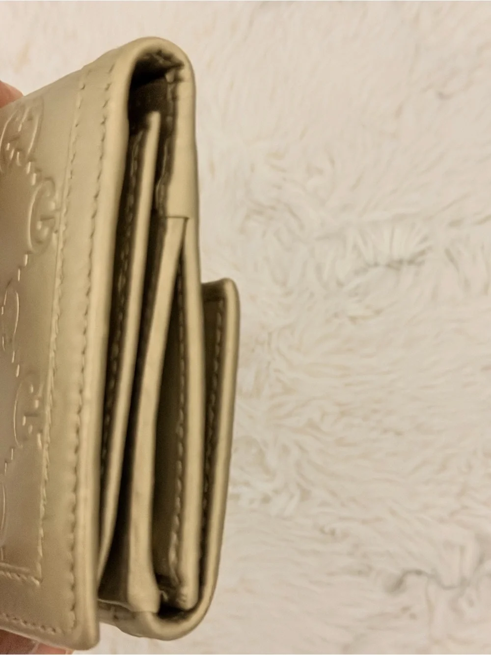 Gucci Gold Embossed GG Leather Continental Wallet